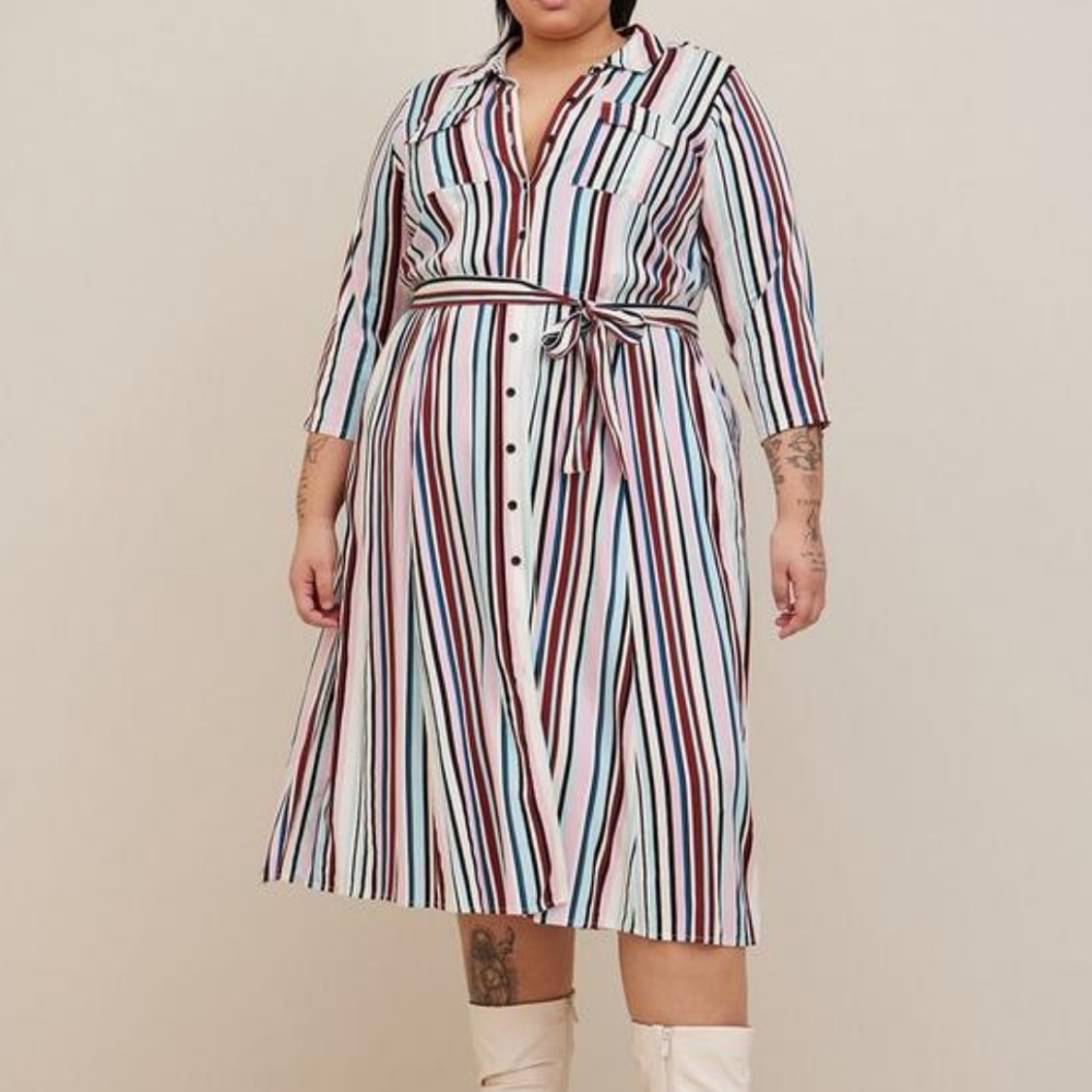 NWT torrid size 3 midi challis button front shirt dress